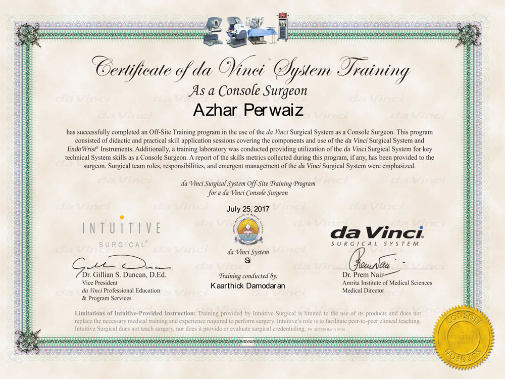 Multi Port Console Surgeon Training Certificate Global AIMS